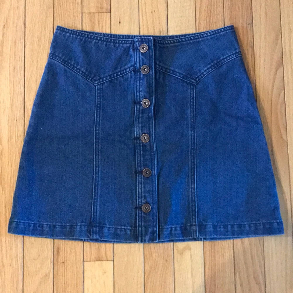 Button down denim skirt